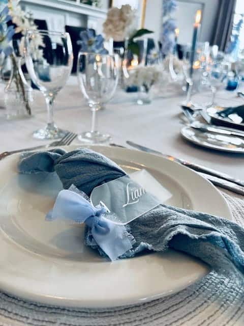 table styled for baby shower at Tern Hill Hall