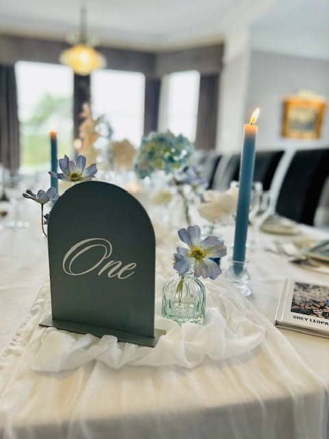 table styled for baby shower at Tern Hill Hall